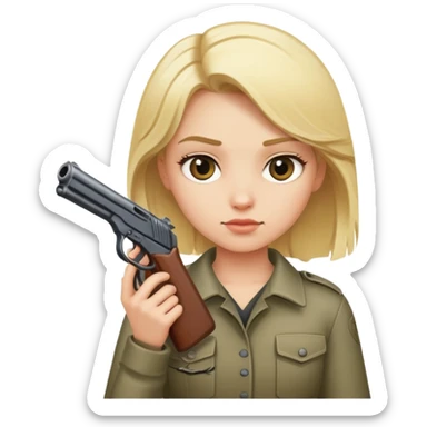 Blonde girl with a gun  sticker
