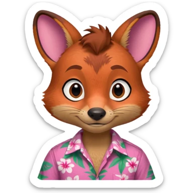 Nick Wilde with a pink Hawaii shirt from the Zootopia Disney movie sticker