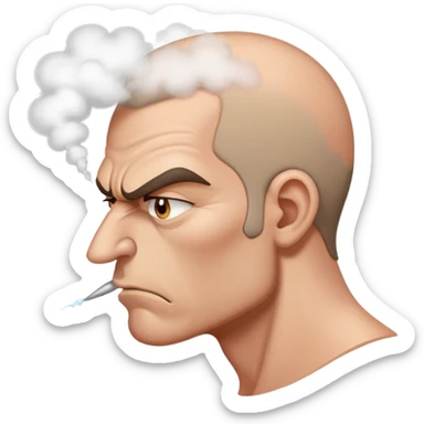 angry man with steam coming from nose in profile view sticker