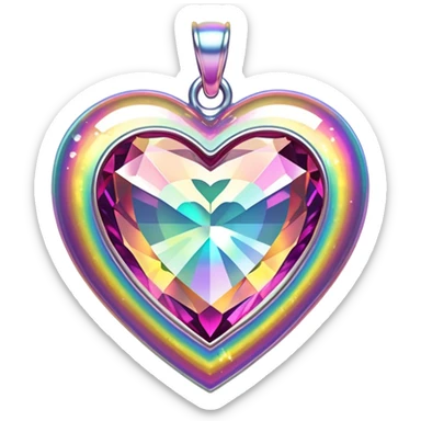heart shaped mystic topaz holographic charm with rainbow sparkles sticker