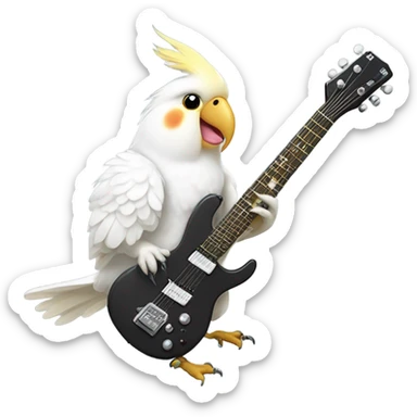 White cockatiel playing electro guitar sticker