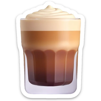 Small 4.5 ounce Gibraltar glass with cortado espresso drink, smooth gradient from light brown on top to darker at bottom, no white froth, just smooth milk and espresso integration sticker