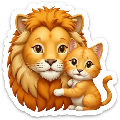 Animal Gato tocando las orejas de un leon sticker