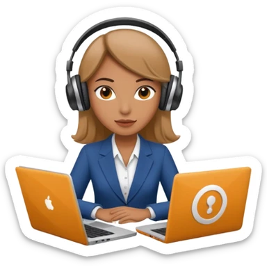 super busy female with laptop and headphones do not disturb sticker