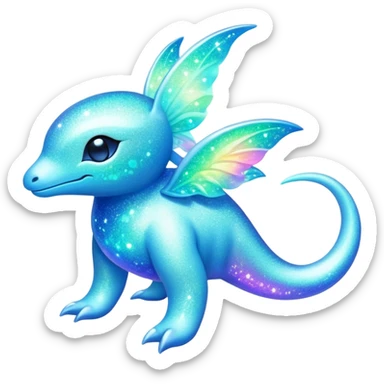 Shiny Exotic Nebulae Tropical Colorful Neon-colored Glittery Ethereal Sparkly Amaura-Aurorus-Fakémon-hybrid-creature (full body)  sticker