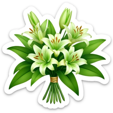 bouquet Soft Green Lily, luxuriant, leaf, bud sticker