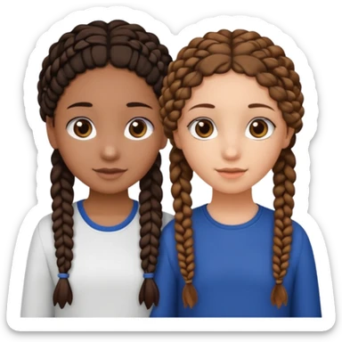 2 girl best friends. One is black with braids and brown eyes. One is white with curly brown hair with brown eyes no braids sticker