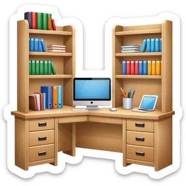 Make a.study table emoji with shelves. sticker