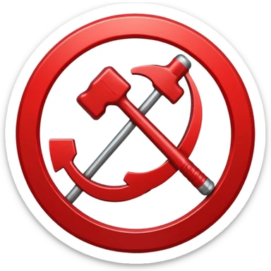 hammer and sickle with red prohibition sign overlay sticker
