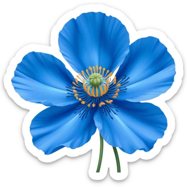 Hyperrealistic vivid, bright, ultra detailed, Himalayan blue turquoise Poppy sticker