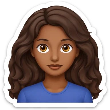 mujer trigueña oscura ,  pelo ondulado,  pelo largo  color marron oscuro, ojos marrones oscuro sticker