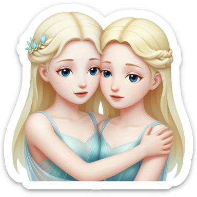 two ethereal souls embracing each other sticker