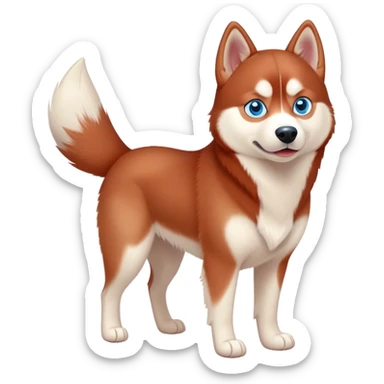 cute, disney-style red siberian husky with blue eyes, full body sticker
