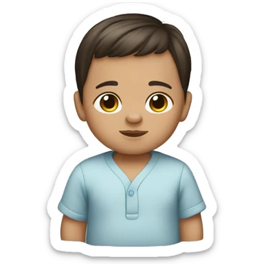 Newborn baby boy with straight dark brown hair  sticker
