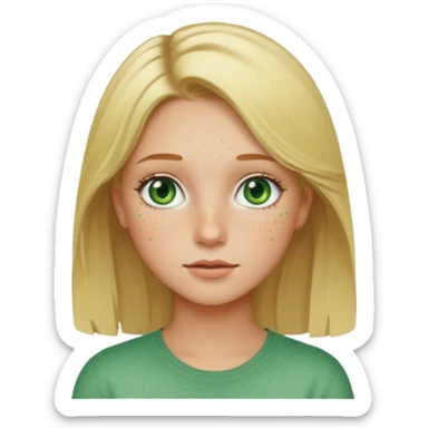 Girl with blonde hair, green eyes and freckles sticker