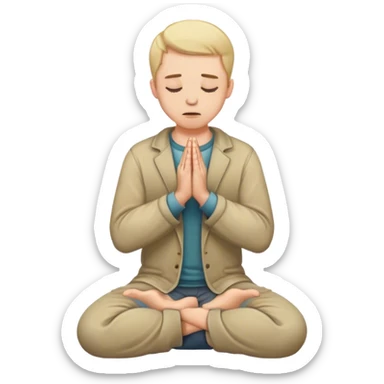 a white man pleading on knees with hands in prayer  sticker