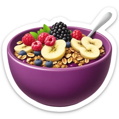 colorful acai bowl with berries and granola, Western Sydney vibe, emoji style sticker