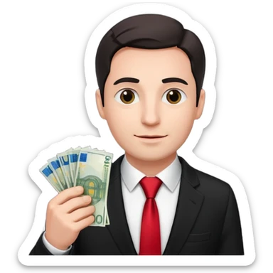 AN UNCLE with a tie in business clothes and with euro money
 sticker