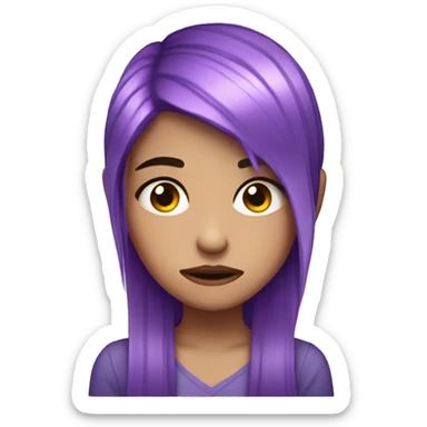 one girl with purple crystal hair sad and tears crying unhappy sticker
