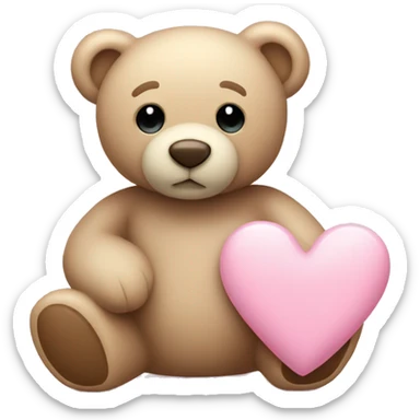 beige teddy bear and a pink pastel heart sticker
