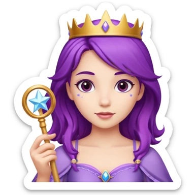Princesses with Magic Wand in Purple Hair sticker