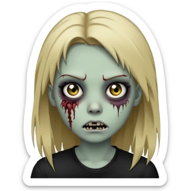 girl zombie with long dark blonde hair black eyes emo sticker