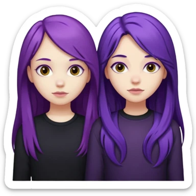 faz duas raparigas menos gótica mas com cabelo roxo comprido e outra cabelo roxo mais escuro e camisola preto sticker