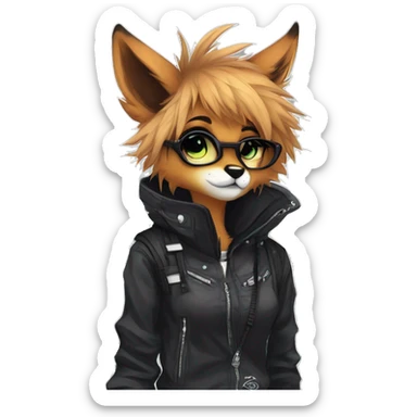 Edgy cute modern punk techwear anthro furry animal sona by Falvie, LiLaiRa, AngieWolf sticker