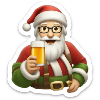 Père Noël qui offre un verre de bière sticker