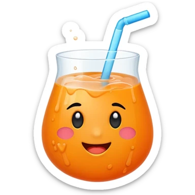 Super sweet mandarin emoji, fizzy juice splash, simple flat design, bold lines, bright orange, transparent background, without eyes sticker