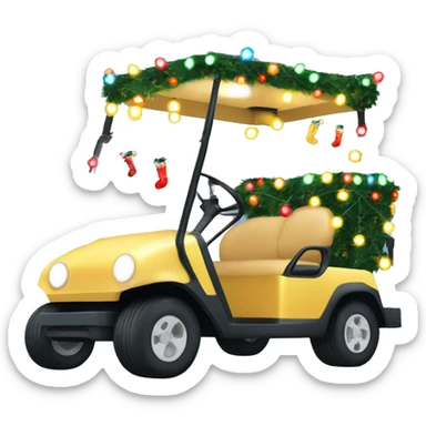 Christmas golf cart with holiday lights strung sticker