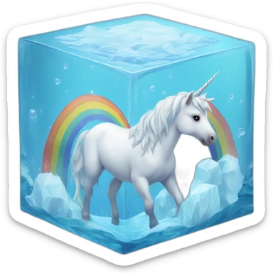rainbow-unicorn-in-water-frozen-cube sticker