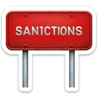 
red road sign with the inscription sanctions sticker