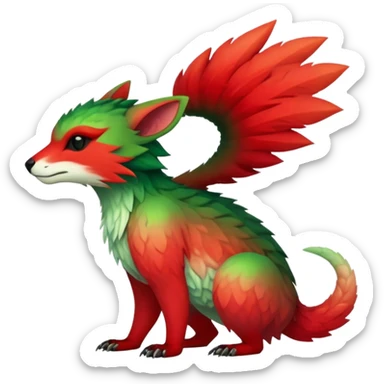 Cool Edgy Green-Red-gradient badass colorful Fionbri-Vernid-Trico-animal-creature full bodyd sticker