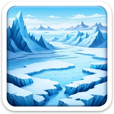 Cinematic Realistic Tundra with Glaciers Emoji in a wooden frame, Vast and frozen, with endless expanses of snow-covered ground interrupted by massive glaciers creeping across the landscape. Jagged ice formations rise in the distance, their icy blue tones contrasting with the pale, frosty sky above. Sparse grasses and hardy shrubs cling to the frozen earth, fighting against the relentless cold. The light reflects off the snow and glaciers, casting a soft glow across the desolate yet majestic terrain. Soft glowing outline, capturing the essence of a serene, stark wilderness where glaciers dominate and life endures in the harshest conditions. sticker