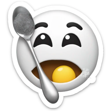 Smily face with snow around lips with Salt in front and a spoon filled with salt right above with a litghter to the right side sticker