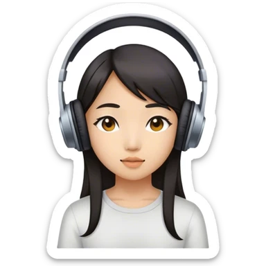 Asian girl listening to music  sticker