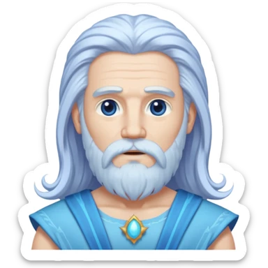 Uranus, God of Sky from Gods and Goddesses with long white hair and beard, pale periwinkle outfit sticker