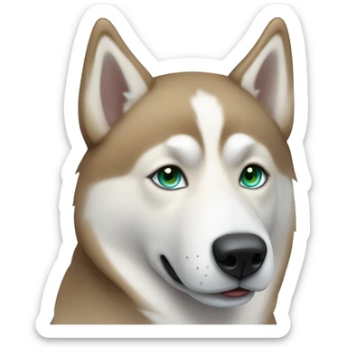 light brown and white husky with one blue eye and one green eye sticker