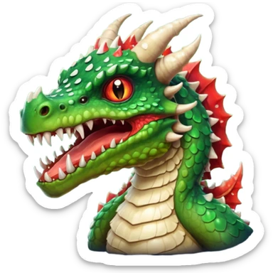 poisonous mushroom dragon beast portrait, head and shoulders only, small dragon face, mushroom cap scales, glowing green spores, sharp teeth, fantasy animal monster vibe, 3D cartoon, mobile game icon style, clean background, no text, no watermark

 sticker