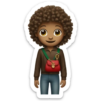 Curly haired monkey with gucci bag sticker