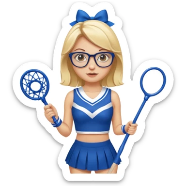  Sexy Dominatrix blonde hair and glasses full body with whip in a cheerleaders outfit  sticker