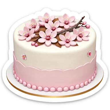 Cute Pastel pink and white Cherry Blossom Sakura Cake sticker
