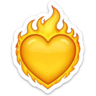 Yellow heart flames sticker