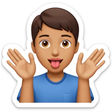 Tongue out with hands to the side sticker