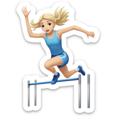 girl jumping over hurdle sticker