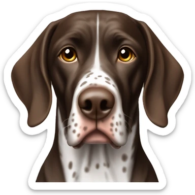 brown gsp dog French Pointer, dark brown roan with eyes, no white spots sticker