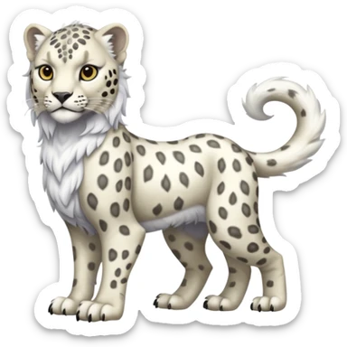 Albino white-furred Snow-Leopard-Gryphon-griffin-chimera-hybrid, full body sticker