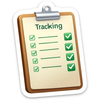 A checklist with a prominent green checkmark on the first item, symbolizing tracking completed tasks and progress sticker