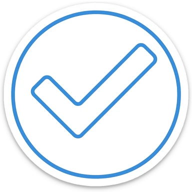 Change the checkmark to white while keeping the blue outline in a simple modern color outline style with no background. sticker